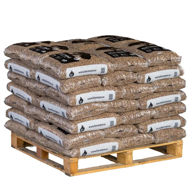 Pellets de Madera de Pino Premium – Palet de 42 Sacos (630 kg total)