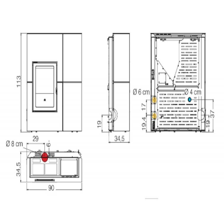 Estufa Edilkamin de pellets Modelo BLADE2 12UP Canalizable