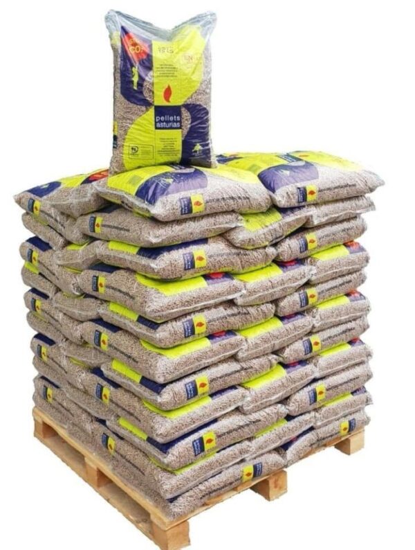 Palé de Pellets Certificados Asturias 72 Sacos de 15 kg para Calefacción Eficiente