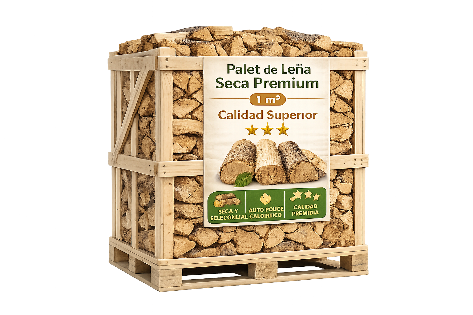 Palet de Leña Seca Premium – 1 m³ | Calidad Superior