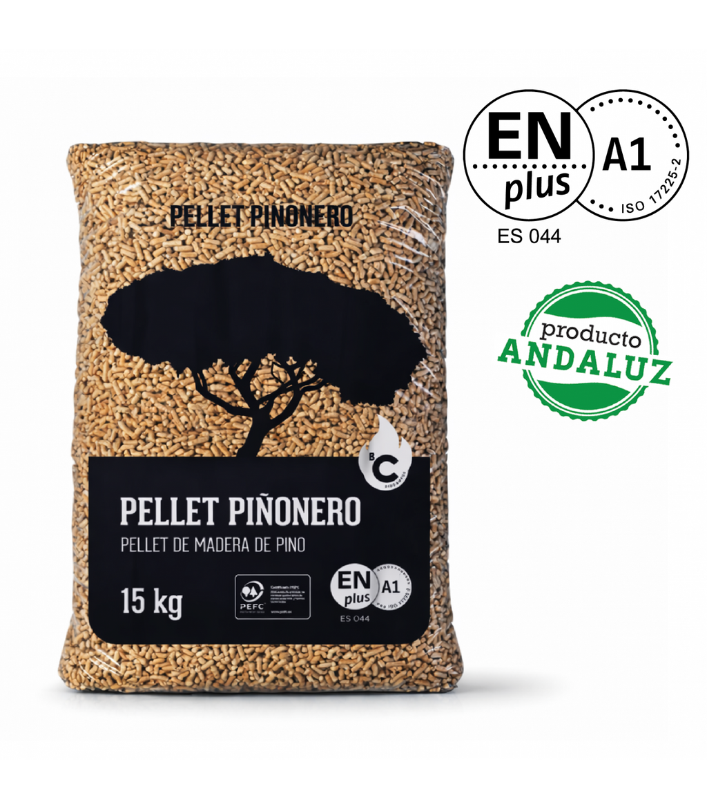Palé de 42 Sacos de Pellet Premium Piñonero (15 kg) – Certificación ENplus A1