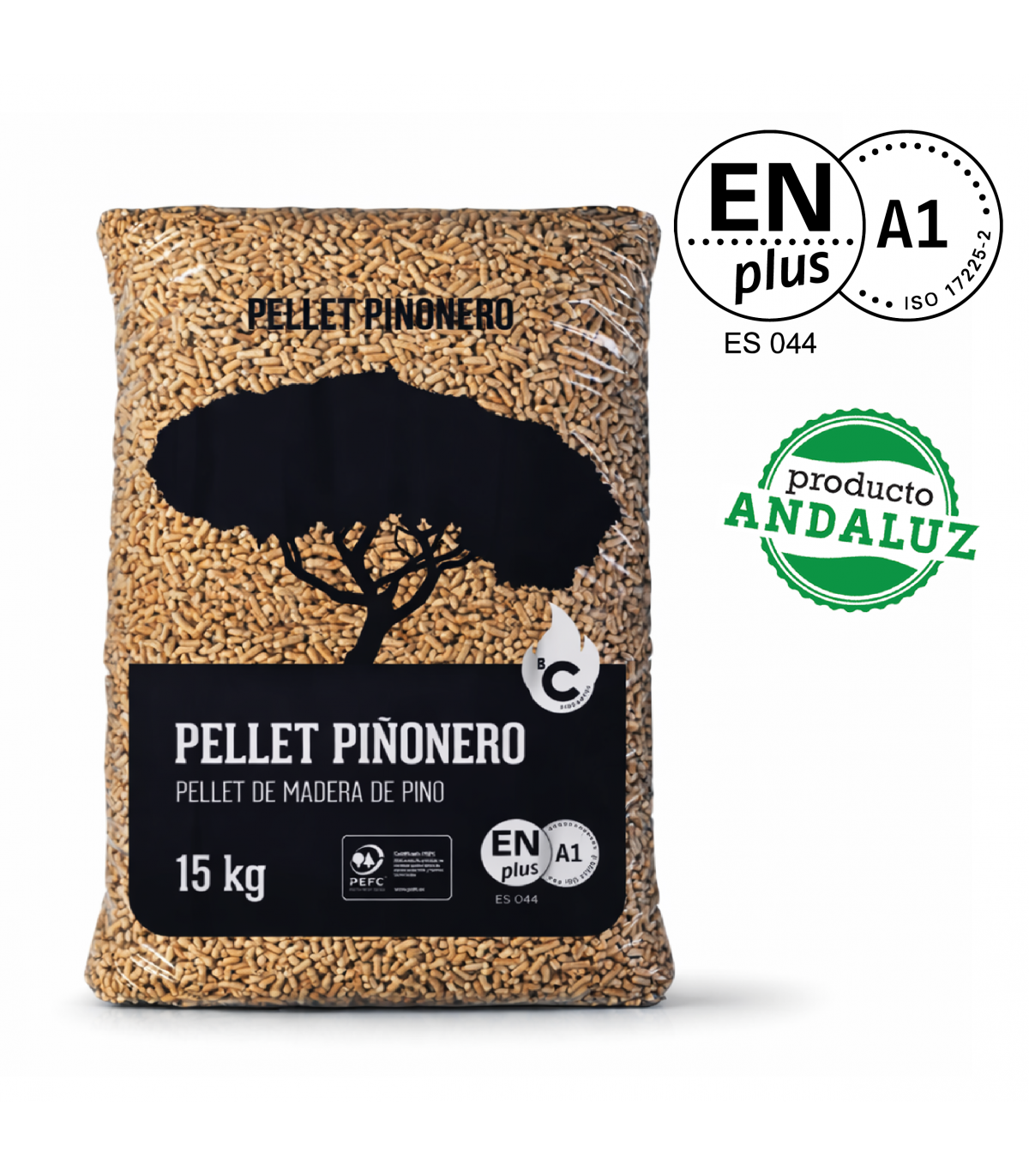 Palé de 42 Sacos de Pellet Premium Piñonero (15 kg) – Certificación ENplus A1
